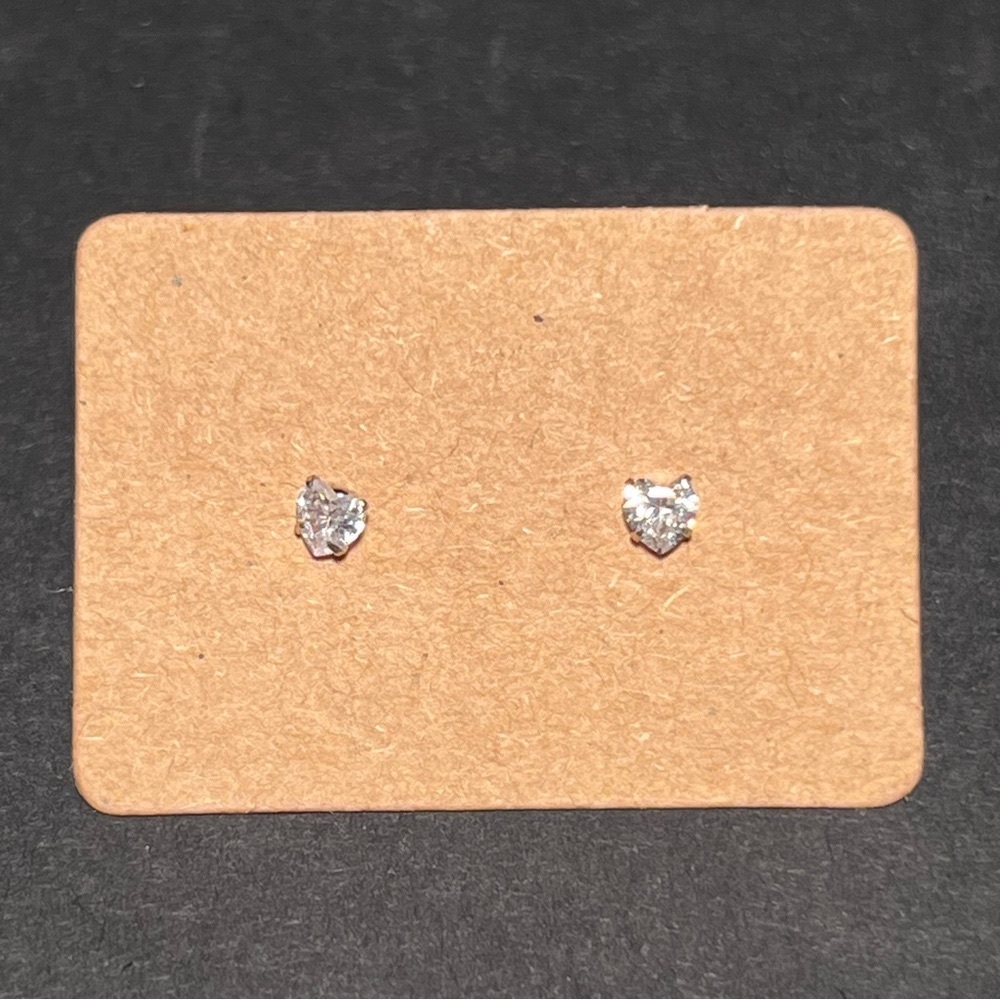 925 Sterling Silver Small Diamond Heart Shape Studs